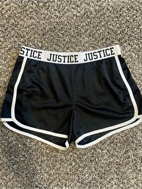 Justice Black Girls' Athletic Shorts with White Trim Size 14/16